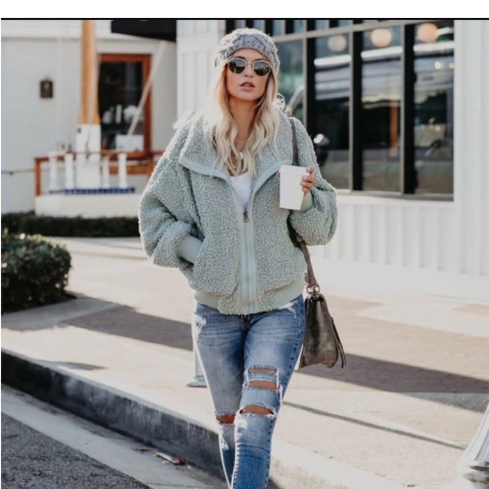 Promesa Sage Green Teddy Jacket